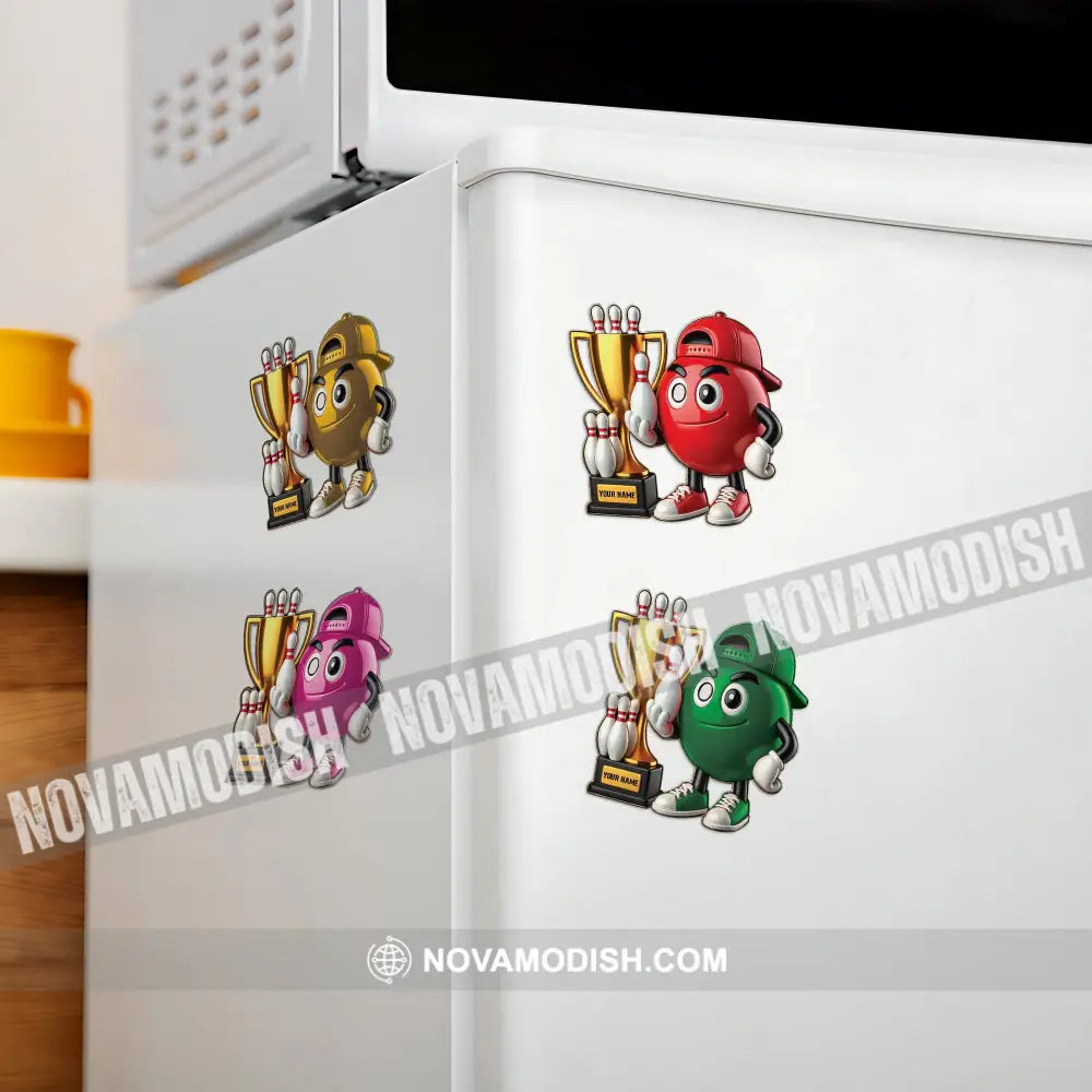 Bowling Champion Custom Color And Name - Personalized Fridge Magnet