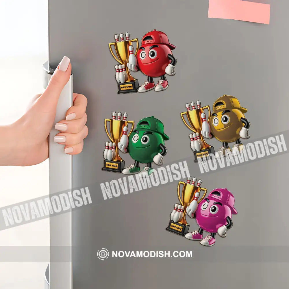 Bowling Champion Custom Color And Name - Personalized Fridge Magnet