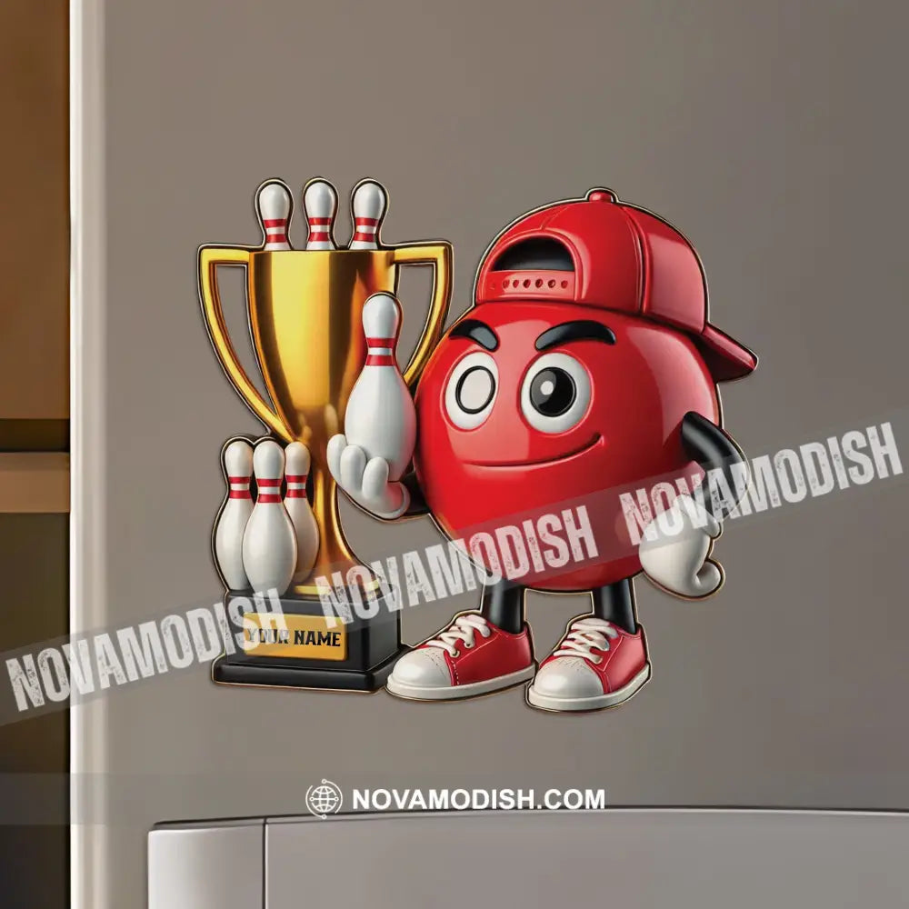 Bowling Champion Custom Color And Name - Personalized Fridge Magnet