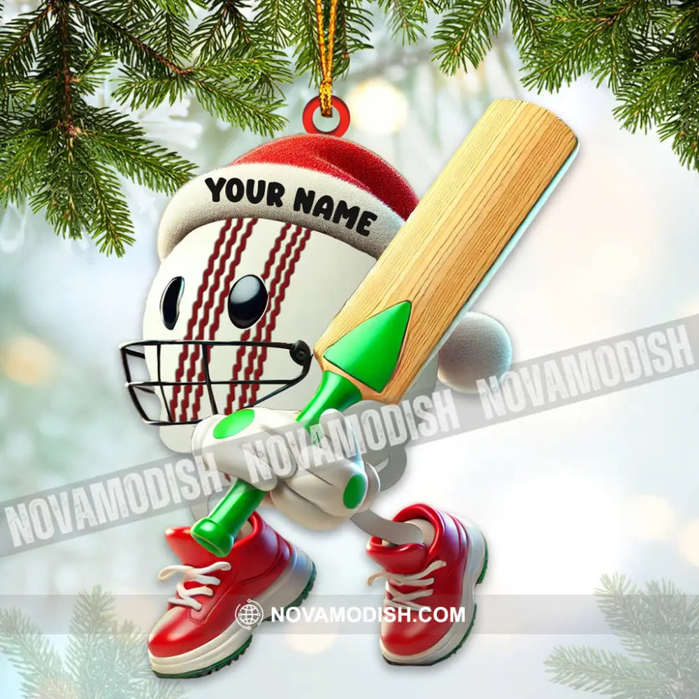 Christmas Cricket Ball Ornament Personalized