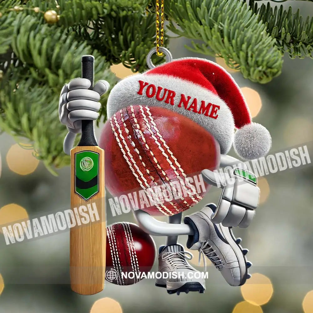 Custom Name Cricket Ball Ornament Lover Christmas Gift