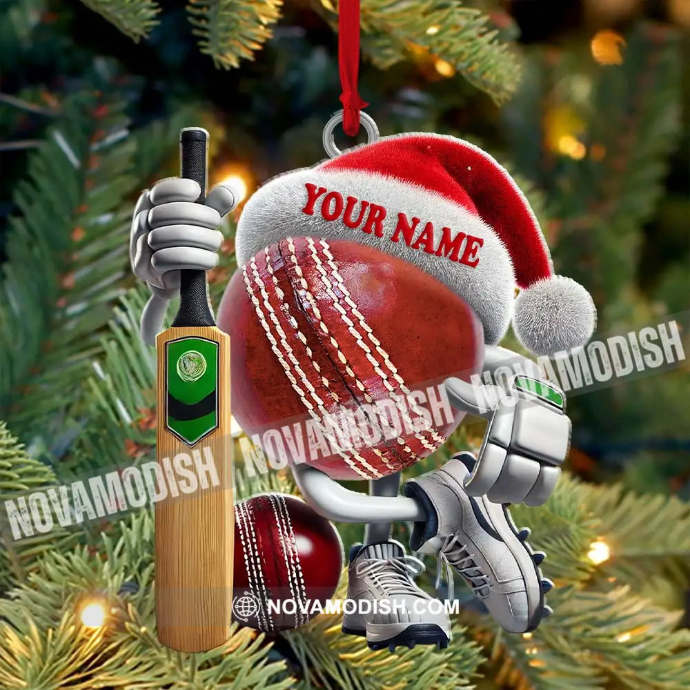 Custom Name Cricket Ball Ornament Lover Christmas Gift