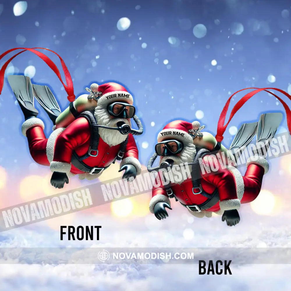 Custom Name Diving Santa Ornament Dive Lover Christmas Gift