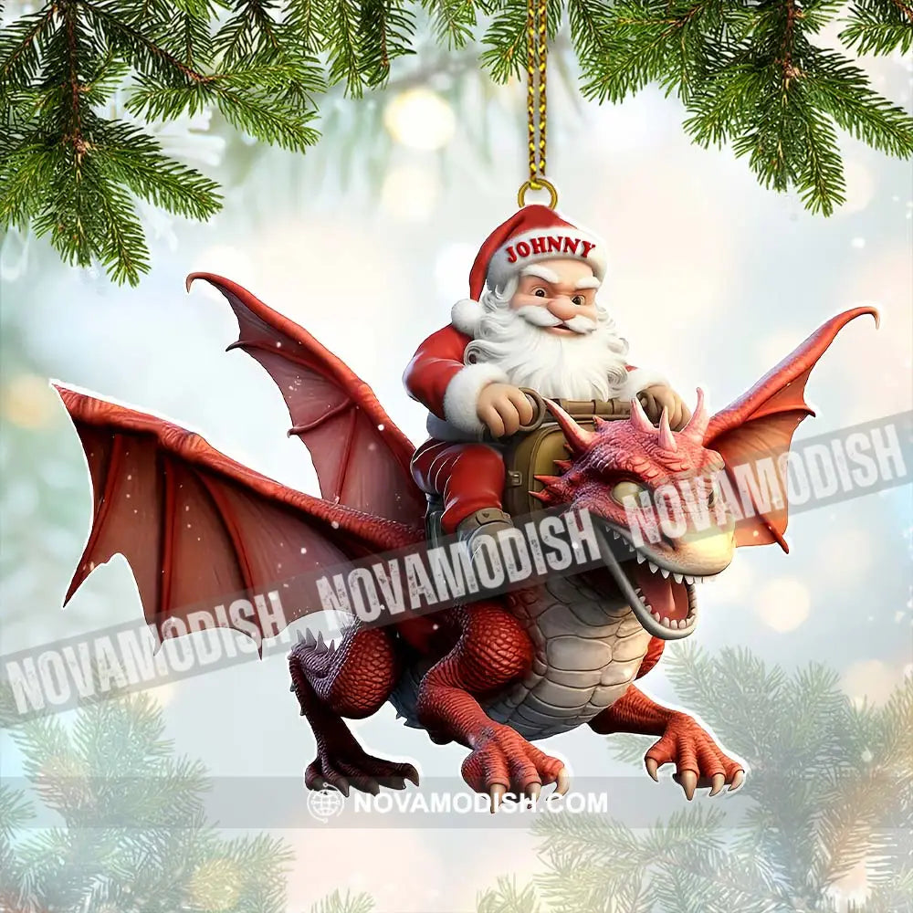 Custom Name Santa Dragon Ornament Christmas Gift For Lover 3.54’’ / 1