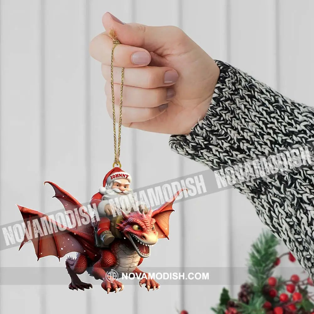 Custom Name Santa Dragon Ornament Christmas Gift For Lover