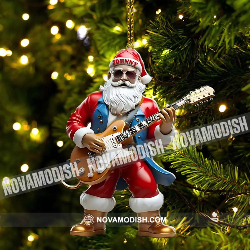 Custom Name Santa Guitar Ornament Christmas Gift
