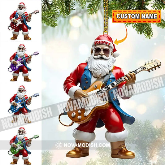 Custom Name Santa Guitar Ornament Christmas Gift