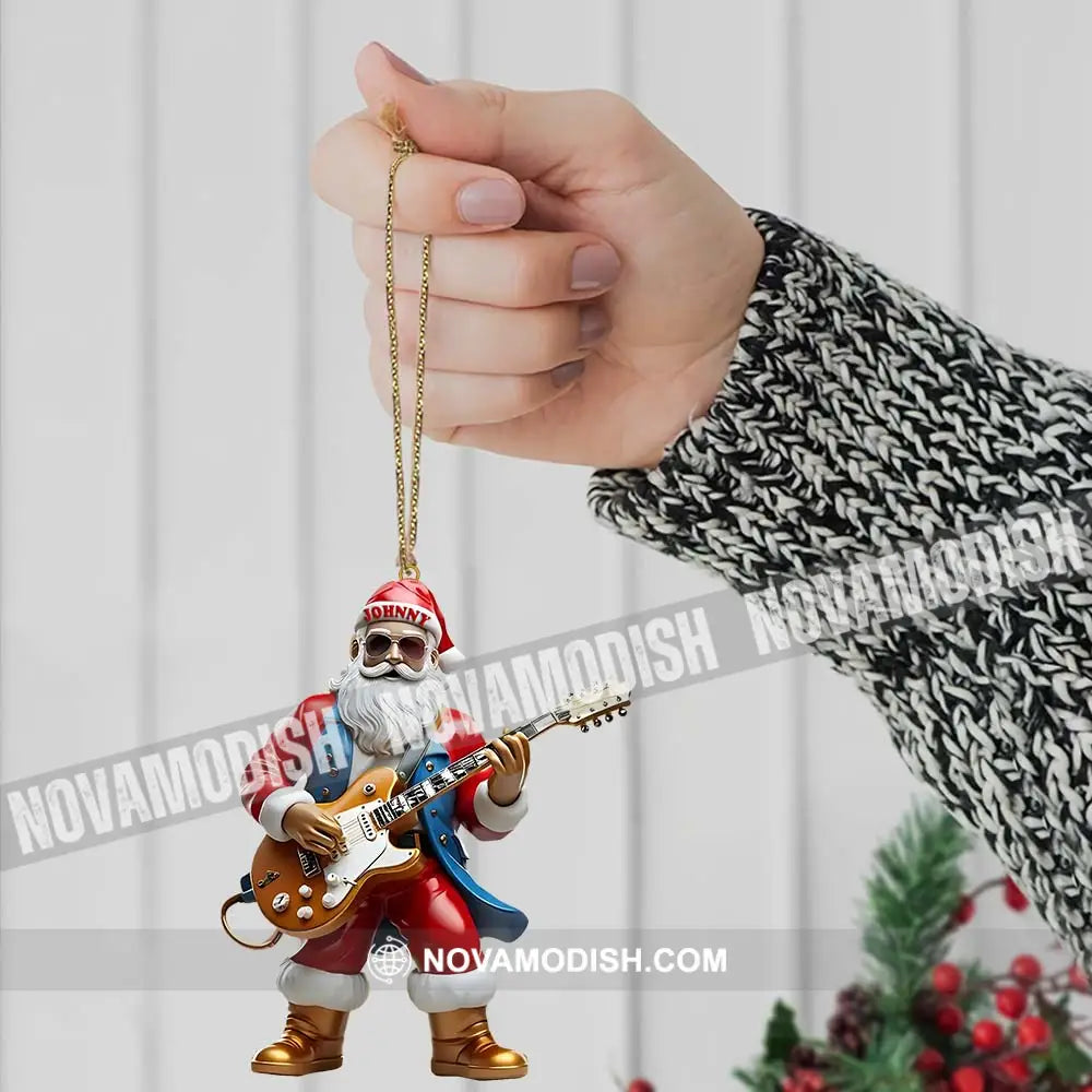 Custom Name Santa Guitar Ornament Christmas Gift