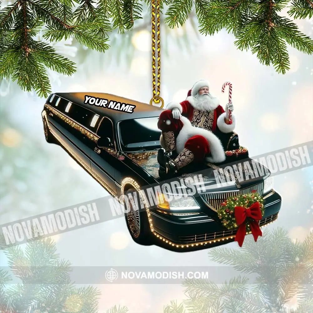 Custom Name Santa Limousine Ornament Christmas Gift Decoration 3.54’’ / 1