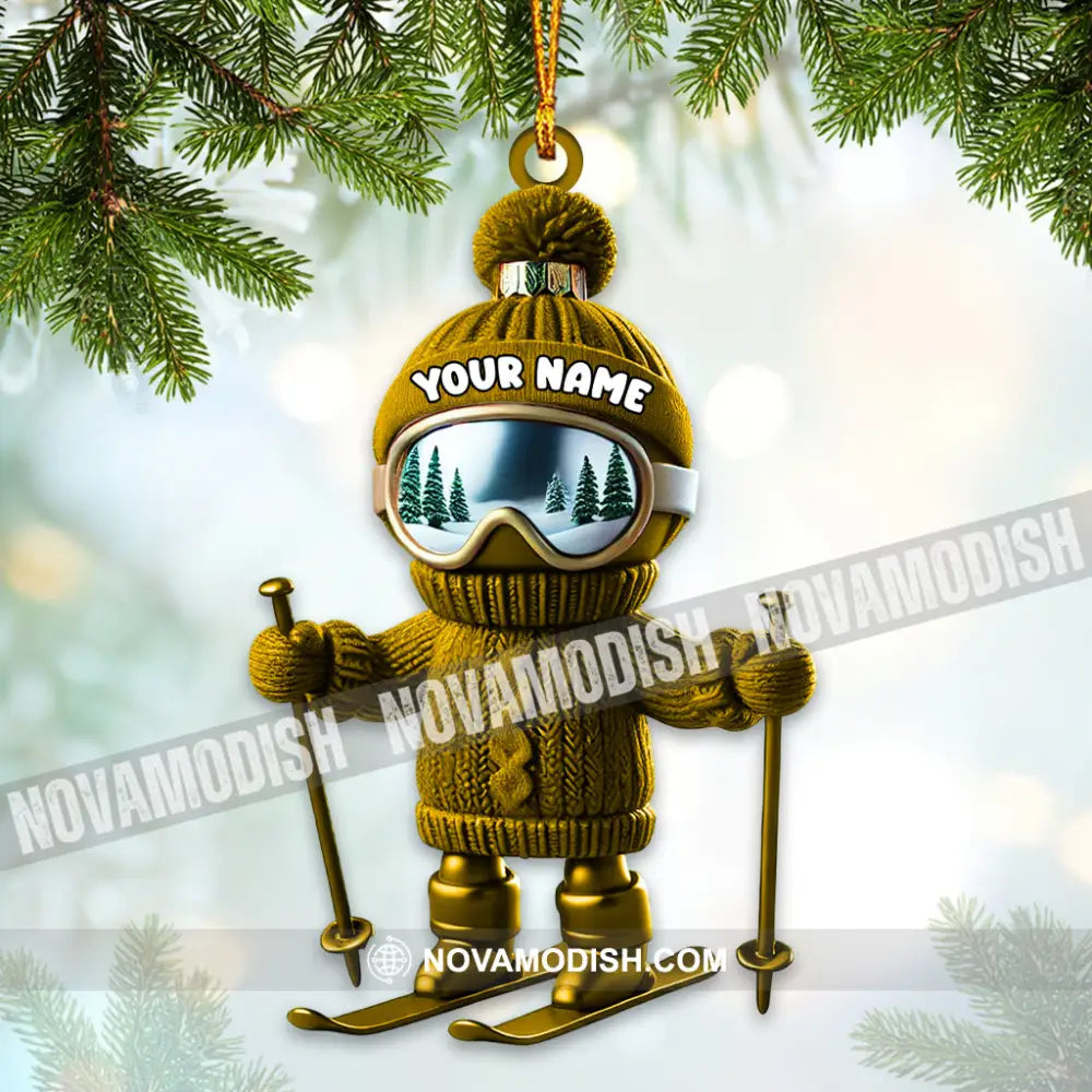 Custom Name Skiing Ornament Santa Christmas Gift Decoration