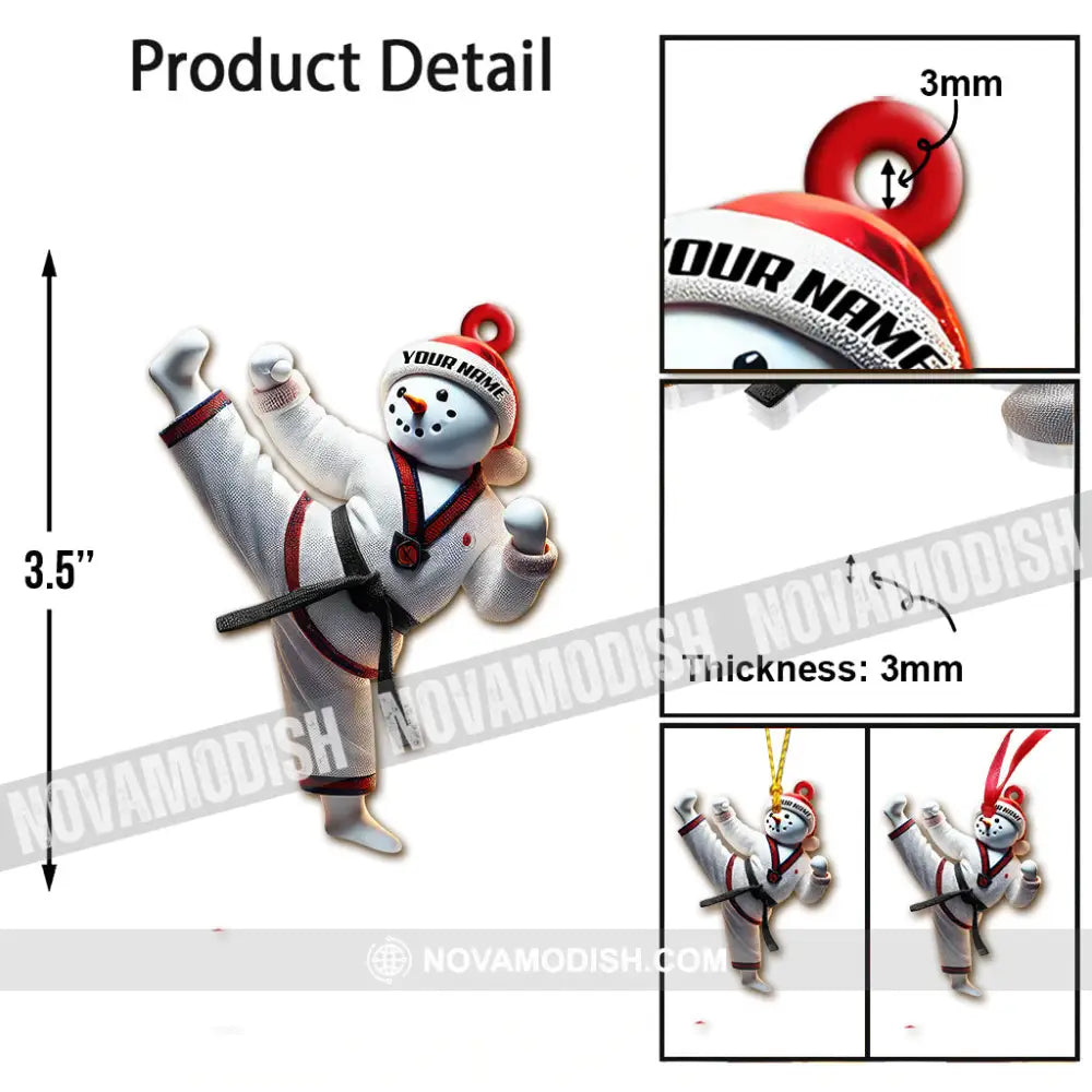 Custom Name Snowman Karate Ornament Christmas Gift For Lover