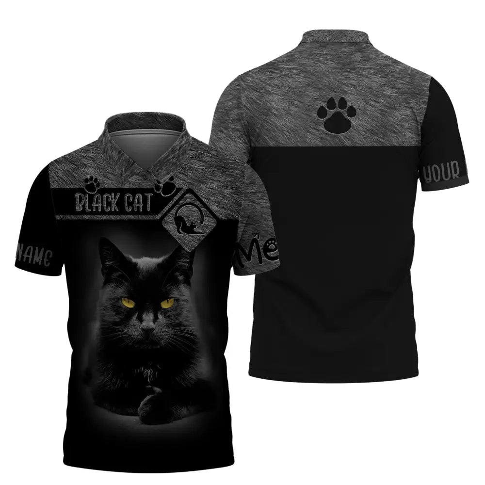 Custom Unisex Shirt Black Cat T-Shirt For Pet Lovers Polo / S