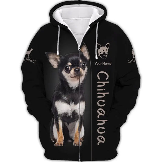 Custom Unisex Shirt Chihuahua T-Shirt For Pet Lovers Zipper Hoodie / S