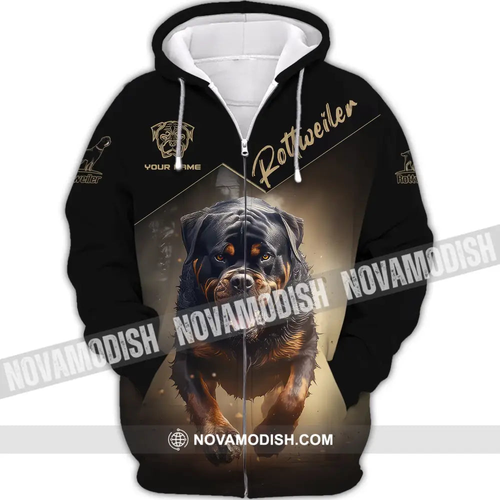 Custom Unisex Shirt Rottweiler T-Shirt For Dog Lovers Zipper Hoodie / S