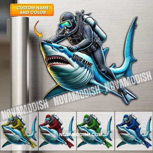 Diving Shark Fridge Magnet - Personalized 3.54’’ / 1 Piece
