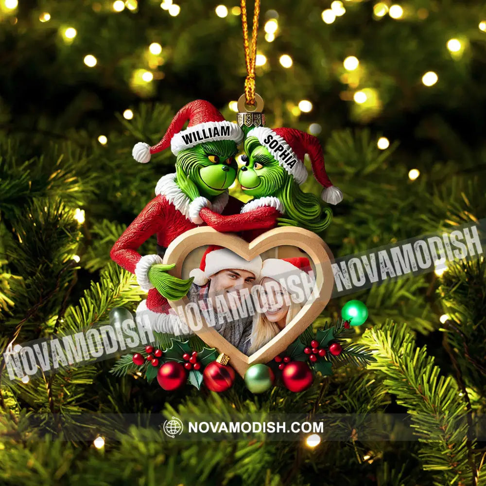 Heart Photo Couple Elf Home Decor Christmas Ornament Personalized