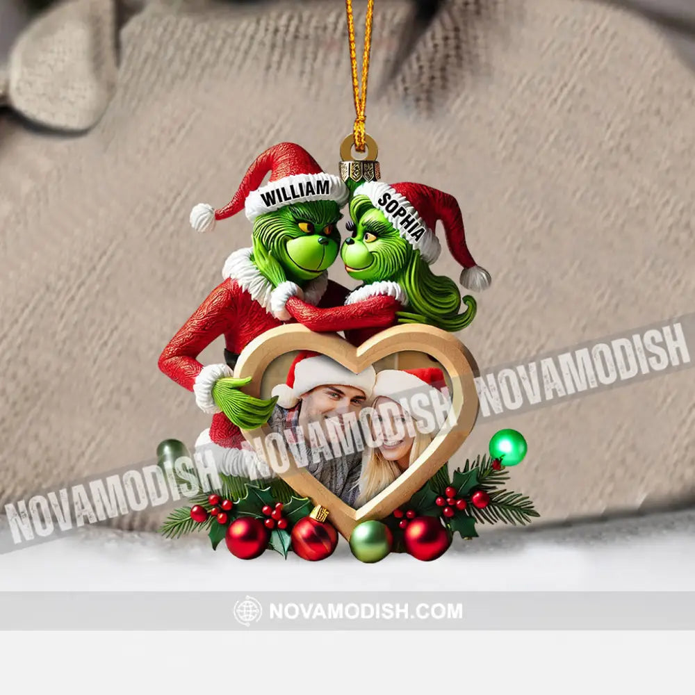 Heart Photo Couple Elf Home Decor Christmas Ornament Personalized