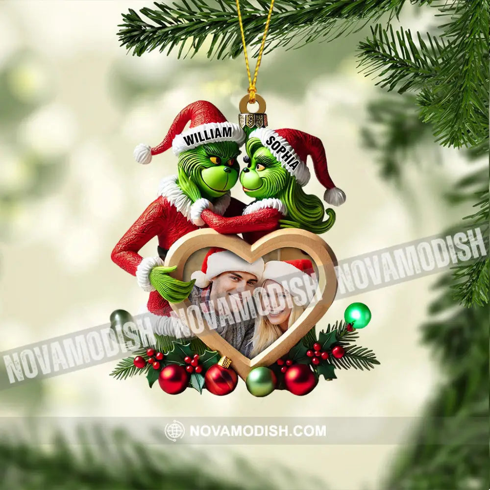 Heart Photo Couple Elf Home Decor Christmas Ornament Personalized