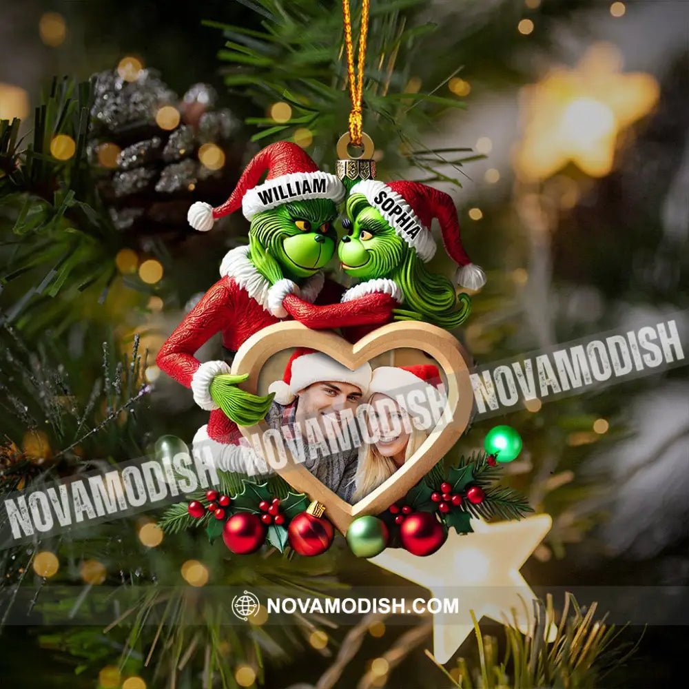 Heart Photo Couple Elf Home Decor Christmas Ornament Personalized