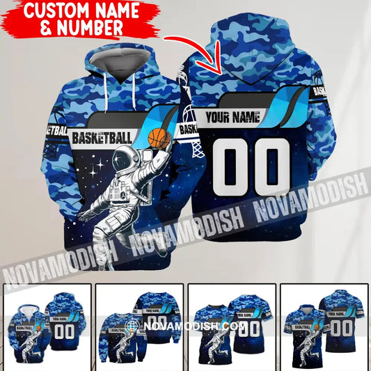 Man Shirt Basketball Custom Name T-Shirt Astronaut Gift For Player