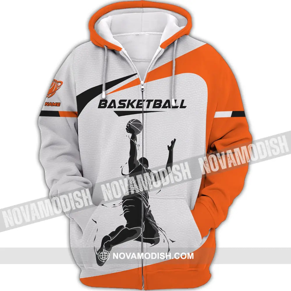 Man Shirt Basketball Custom Name T-Shirt Gift For Player Clothing Zipper Hoodie / S