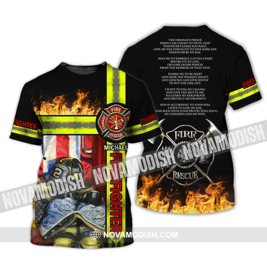 Man Shirt - Custom Fireman Name T-Shirt - Fire Fighter Clothing T-Shirt / S T-shirt