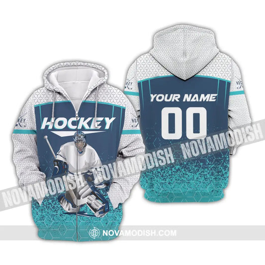 Man Shirt Custom Name And Number Ice Hockey T-Shirt Love Gift For Player Zipper Hoodie / S