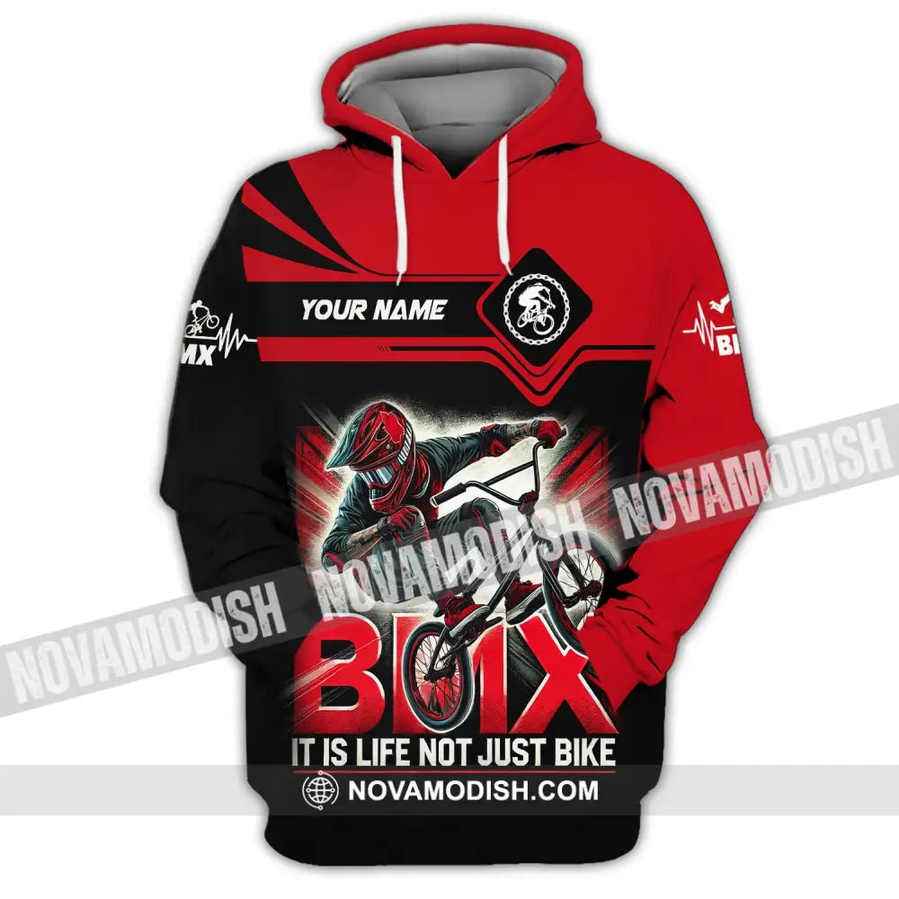 Man Shirt Custom Name Bicycle Moto Cross Bmx Polo Long Sleeve Hoodie / S T-Shirt