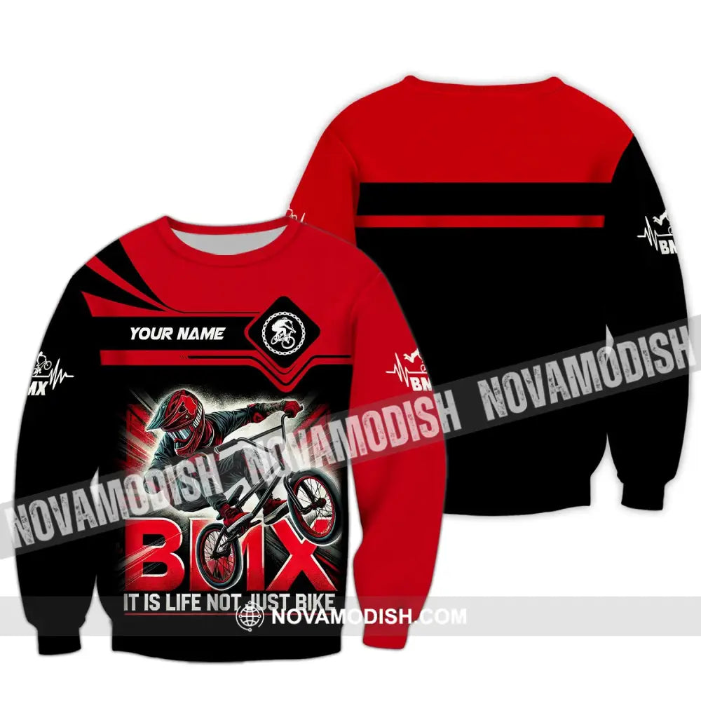 Man Shirt Custom Name Bicycle Moto Cross Bmx Polo Long Sleeve Hoodie / S T-Shirt