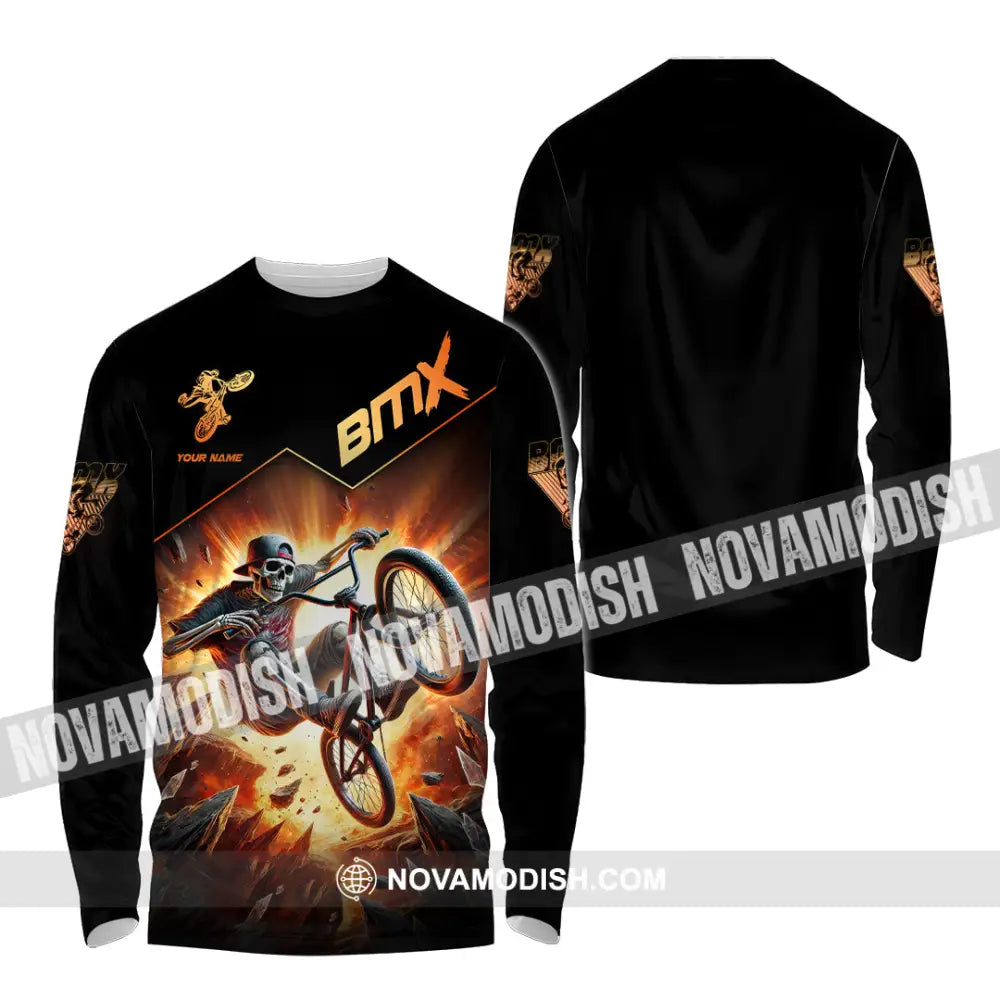Man Shirt Custom Name Bmx Bike Gift Polo Hoodie Long Sleeve / S T-Shirt