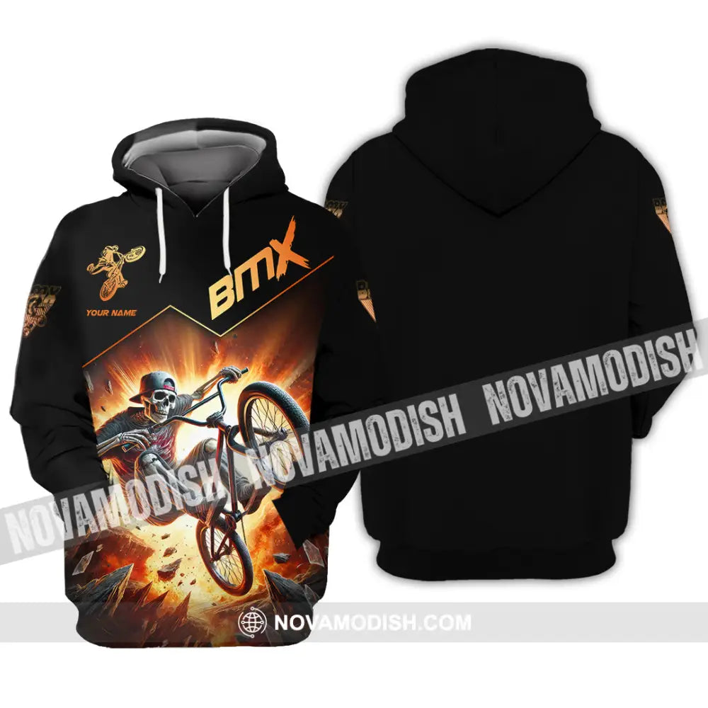 Man Shirt Custom Name Bmx Bike Gift Polo Hoodie Long Sleeve / S T-Shirt