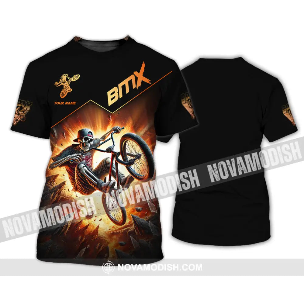 Man Shirt Custom Name Bmx Bike Gift Polo Hoodie Long Sleeve T-Shirt / S T-Shirt