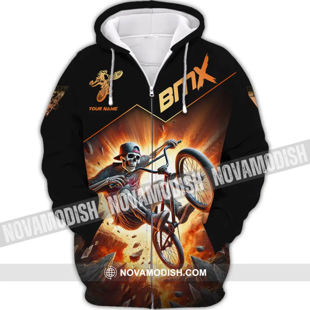 Man Shirt Custom Name Bmx Bike Gift Polo Hoodie Long Sleeve Zipper / S T-Shirt
