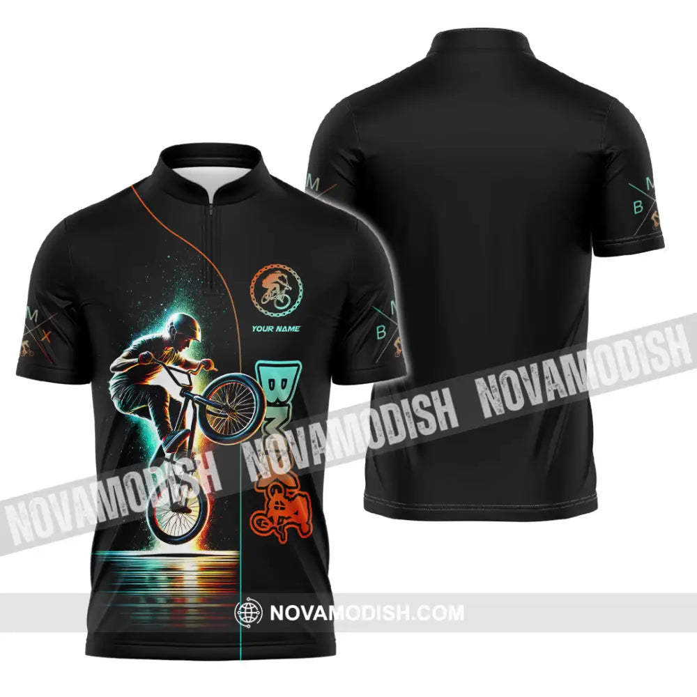 Man Shirt Custom Name Bmx Bike Gift Polo Hoodie Long Sleeve Zipper / S T-Shirt