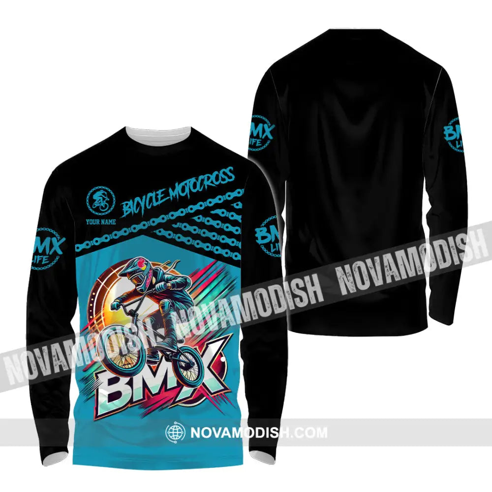 Man Shirt Custom Name Bmx Bike Polo Hoodie Long Sleeve Gift / S T-Shirt