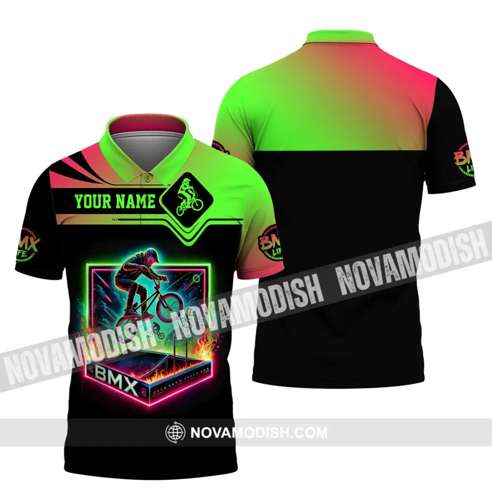 Man Shirt Custom Name Bmx Bike Polo Hoodie Long Sleeve Gift / S T-Shirt