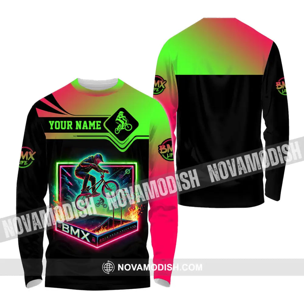 Man Shirt Custom Name Bmx Bike Polo Hoodie Long Sleeve Gift / S T-Shirt