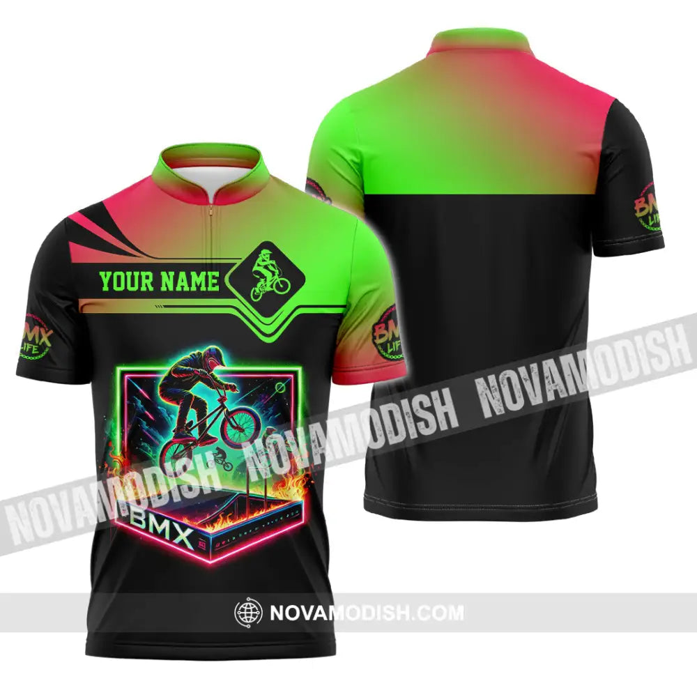 Man Shirt Custom Name Bmx Bike Polo Hoodie Long Sleeve Gift Zipper / S T-Shirt