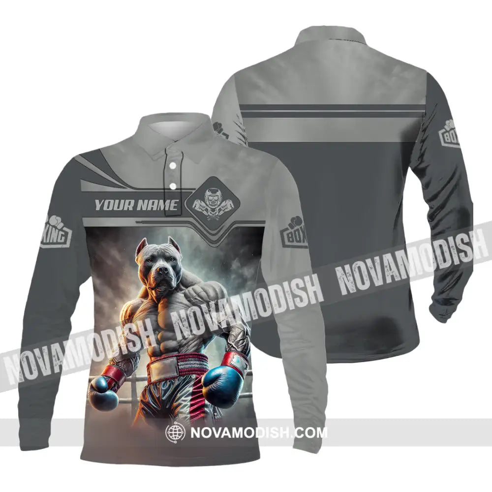 Man Shirt Custom Name Boxing Hoodie Polo Long Sleeve Gift For Lovers / S T-Shirt