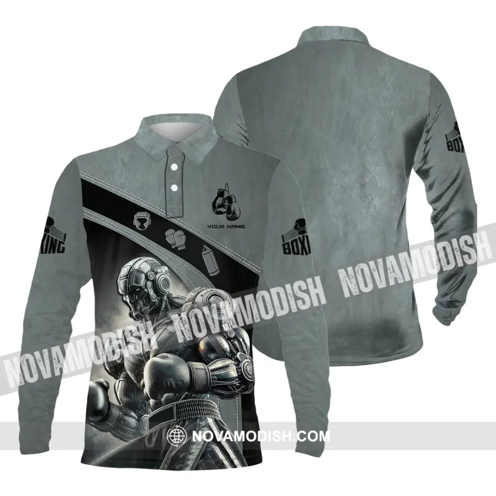 Man Shirt Custom Name Boxing Hoodie Polo Long Sleeve Gift For Lovers / S T-Shirt