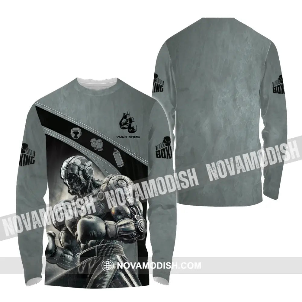 Man Shirt Custom Name Boxing Hoodie Polo Long Sleeve Gift For Lovers / S T-Shirt