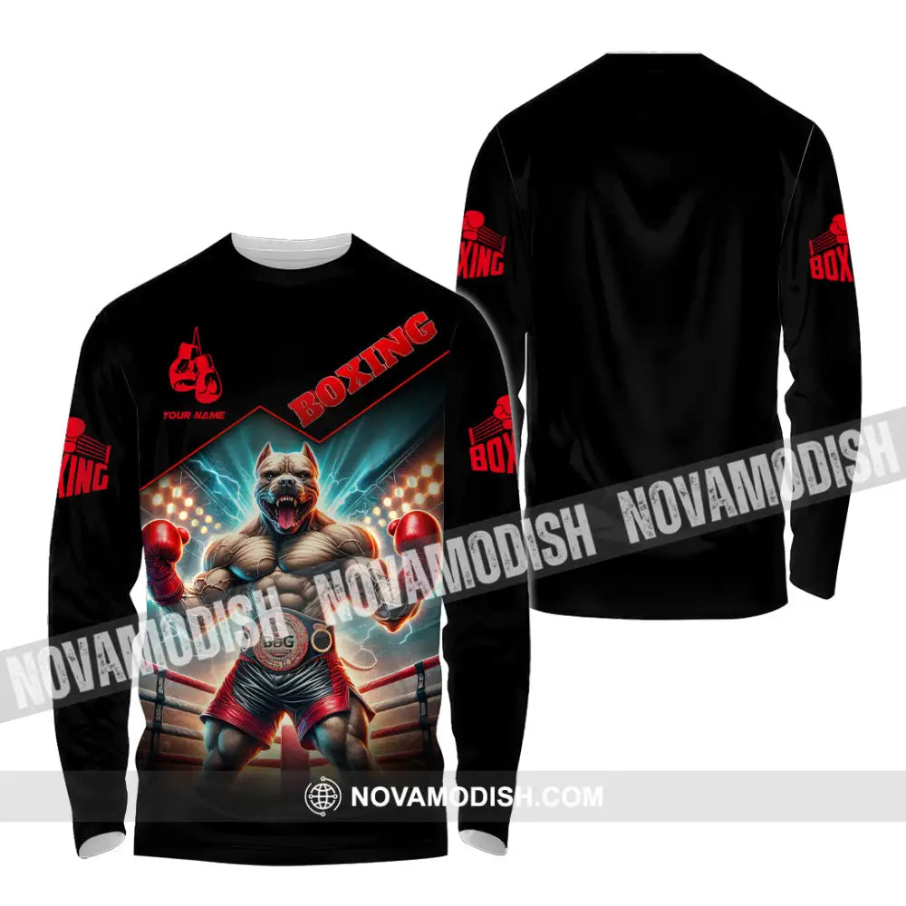 Man Shirt Custom Name Boxing Hoodie Polo Long Sleeve Gift For Lovers / S T-Shirt
