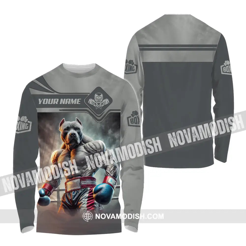 Man Shirt Custom Name Boxing Hoodie Polo Long Sleeve Gift For Lovers / S T-Shirt