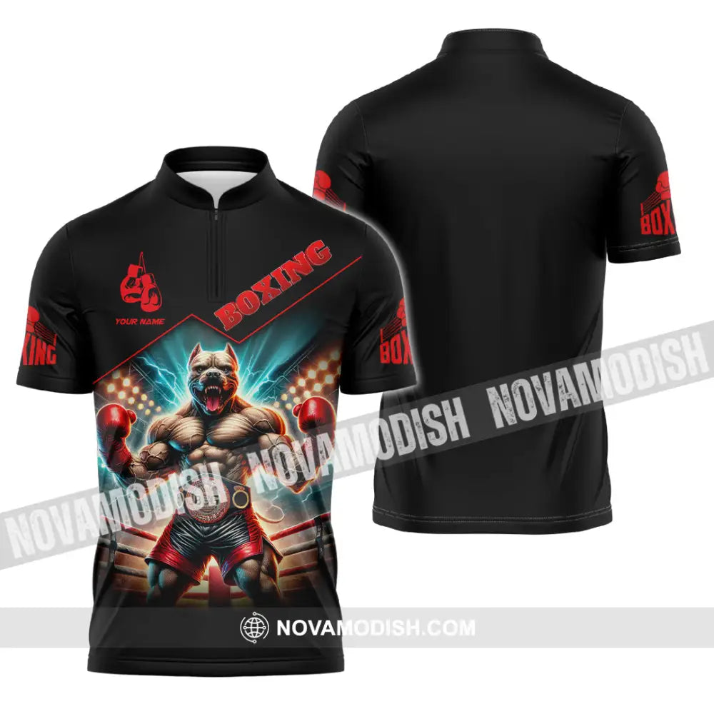 Man Shirt Custom Name Boxing Hoodie Polo Long Sleeve Gift For Lovers Zipper / S T-Shirt