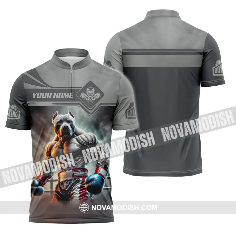 Man Shirt Custom Name Boxing Hoodie Polo Long Sleeve Gift For Lovers Zipper / S T-Shirt