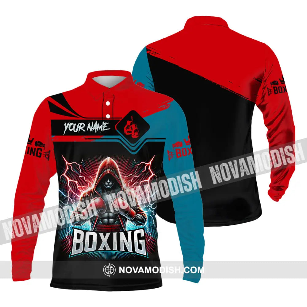 Man Shirt Custom Name Boxing Lover Hoodie Polo Long Sleeve Gift For Players / S T-Shirt