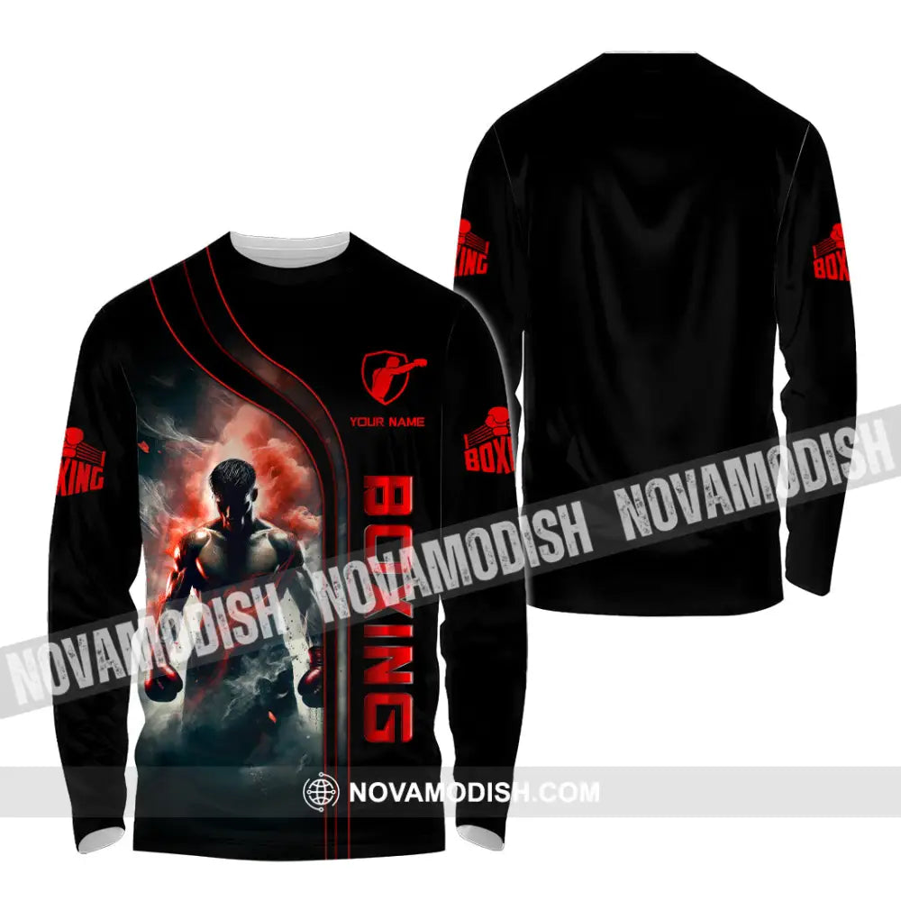Man Shirt Custom Name Boxing Lover Hoodie Polo Long Sleeve Gift For Players / S T-Shirt