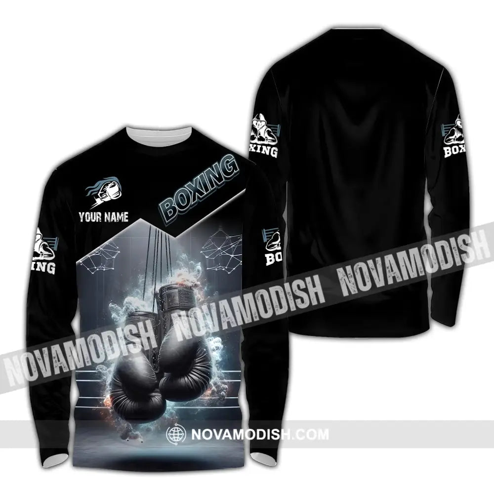 Man Shirt Custom Name Boxing Polo Long Sleeve Gift / S T-Shirt