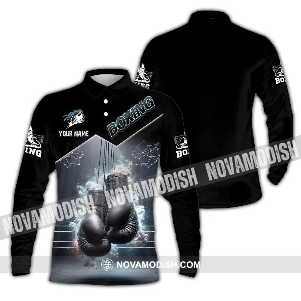 Man Shirt Custom Name Boxing Polo Long Sleeve Gift / S T-Shirt