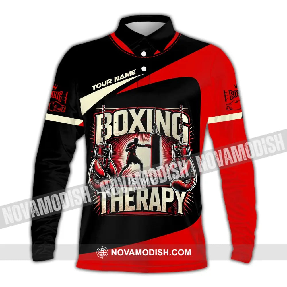 Man Shirt Custom Name Boxing T-Shirt For Club Gift Lovers Long Sleeve Polo / S T-Shirt
